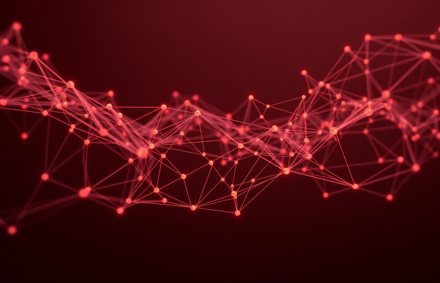 Abstract network of interconnected nodes and lines representing a data pipeline